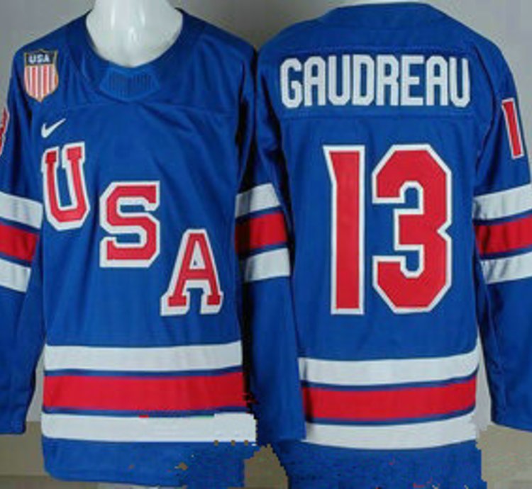 Usa 13 Johnny Gudreau Blue 2026 Olympics Authentic Jersey Stitched