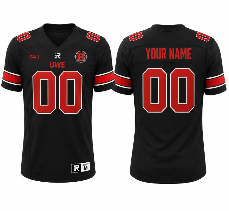 Custom Uwe Bullets Football Jersey Home Vapor Patch All Stitched Black