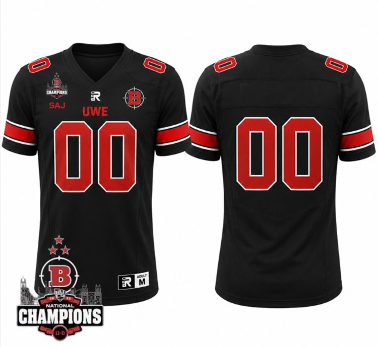 Custom Blank Name Uwe Bullets Football Jersey National Champions Patch All Stitched Black