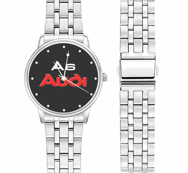 Audi A6 Logo Sport Watch Metal Band Stainless Steel
