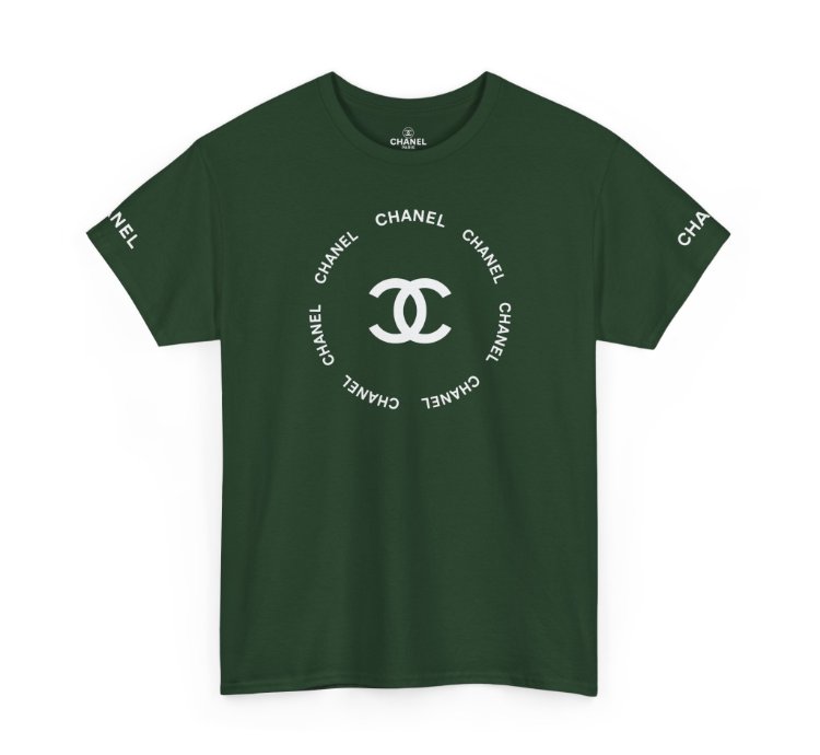 Chanel Logo Circle Forest Green T-shirt - Size Usa