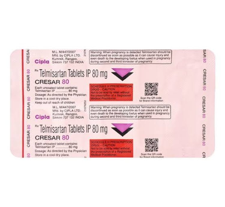 Cresar Telmisartan Tablets 80 Mg For High Blood Pressure