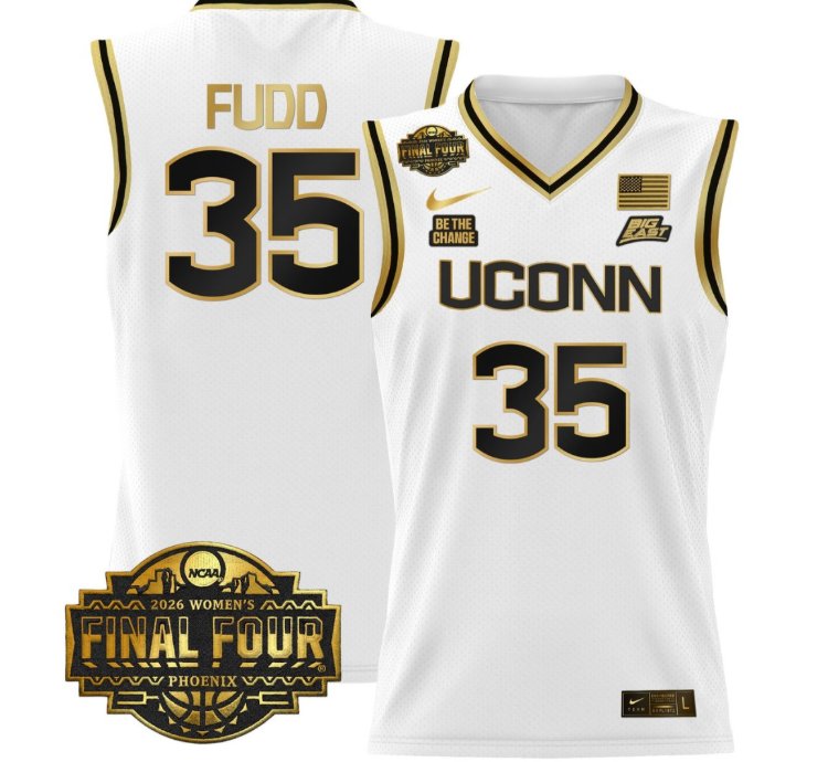 Azzi Fudd Jersey 35 Uconn Huskies 2026 Tournament Final Four Stitched White Gold