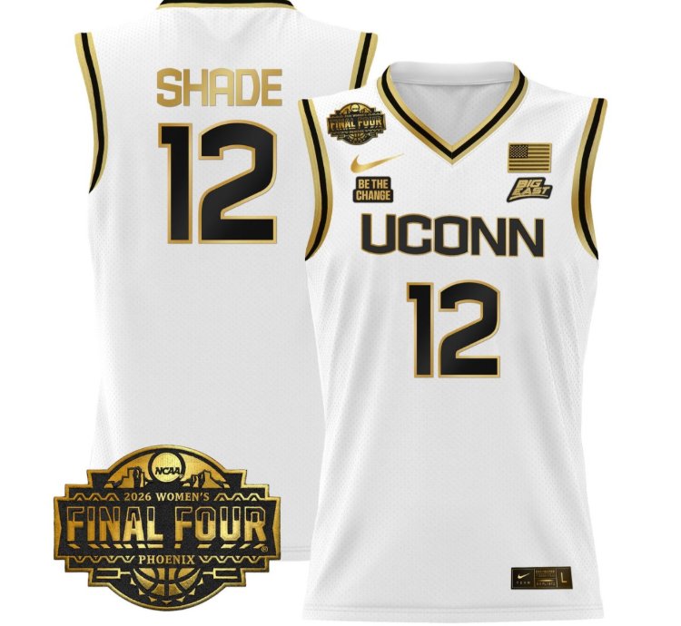 Ashlynn Shade Jersey 12 Uconn Huskies 2026 Final Four Stitched White Gold