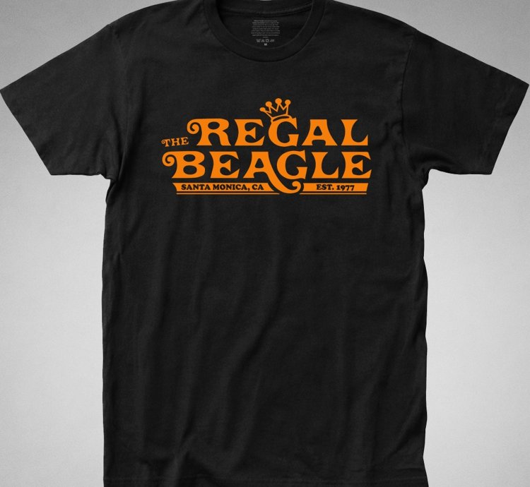 The Regal Beagle Black T-shirt Threes Company Tv Series Retro 70s Bar Club Funny