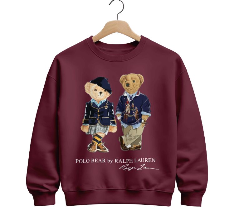 Polo Ralph Lauren Icon Bear Usa Flag Sweatshirt Maroon