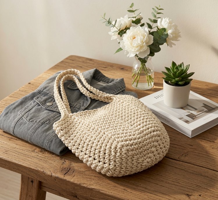 Womens Retro Woven Handbag Beige Handwoven Shoulder Tote Bag