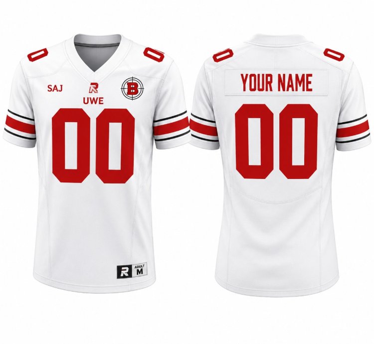 Custom Uwe Bullets Football Jersey Home Vapor Patch All Stitched White