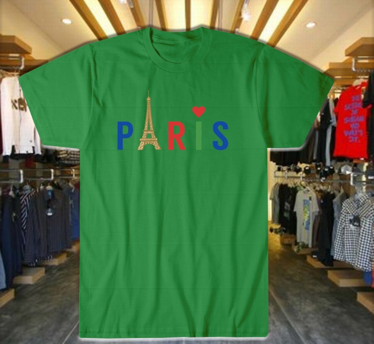 Paris Style Eiffel Tower T-shirt Beautiful Irish Green