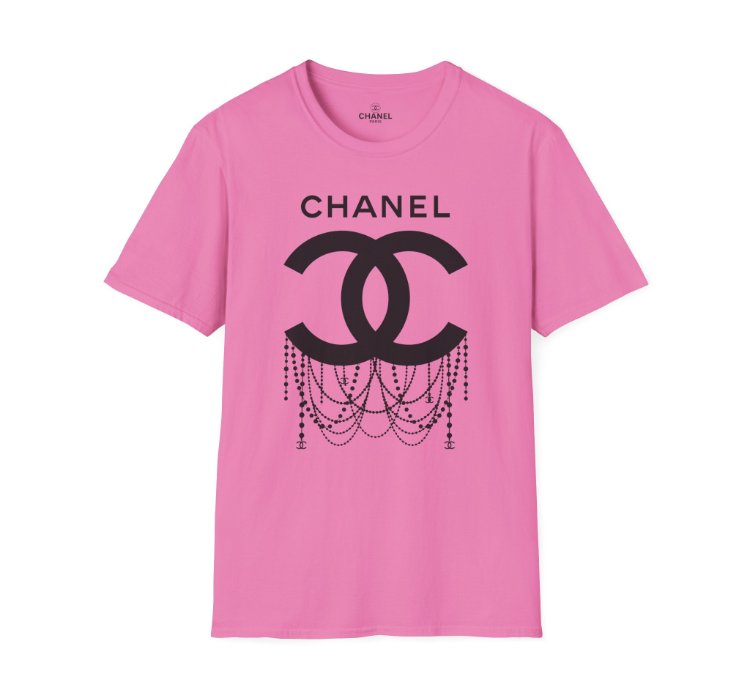 Chanel Logo Necklace Pink T-shirt - Size Usa