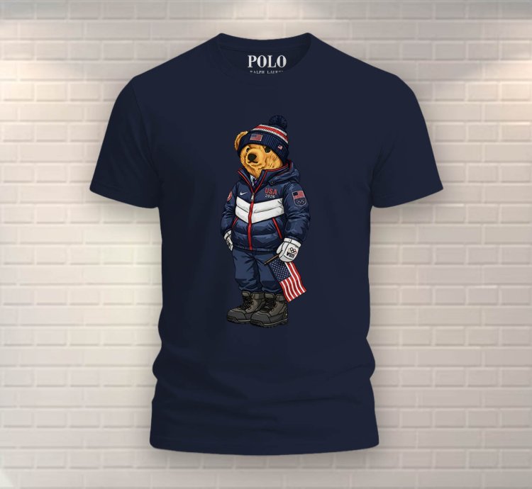 Patriotic American Bear Shirt Navy