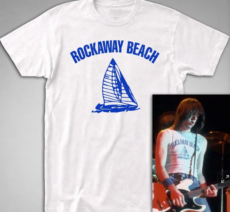 Rockaway Beach White T Shirt Johnny Ramone Ramones Nyc New York Queens Johnny Punk Tee
