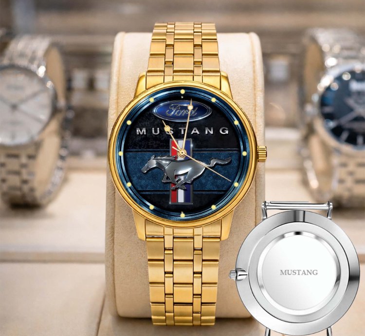 Mustang Logo Classic Watch For Men With Silver Steel Strap