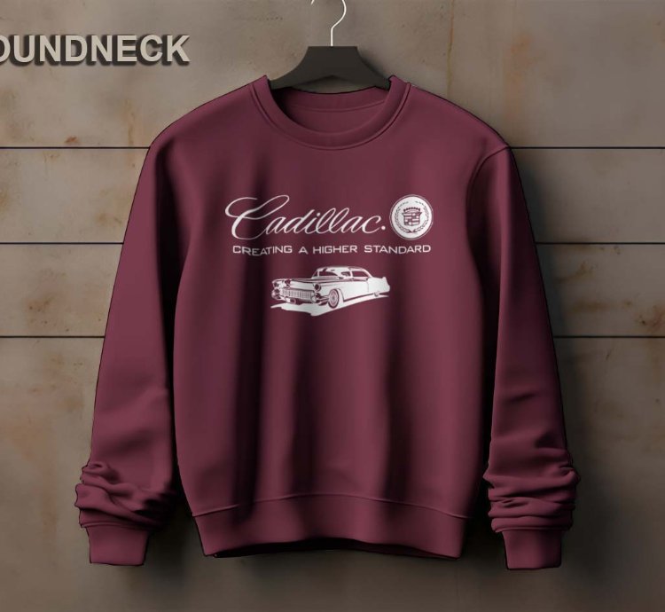Cadillac Logo Sweatshirt Elegant Classic Car Design Us Size