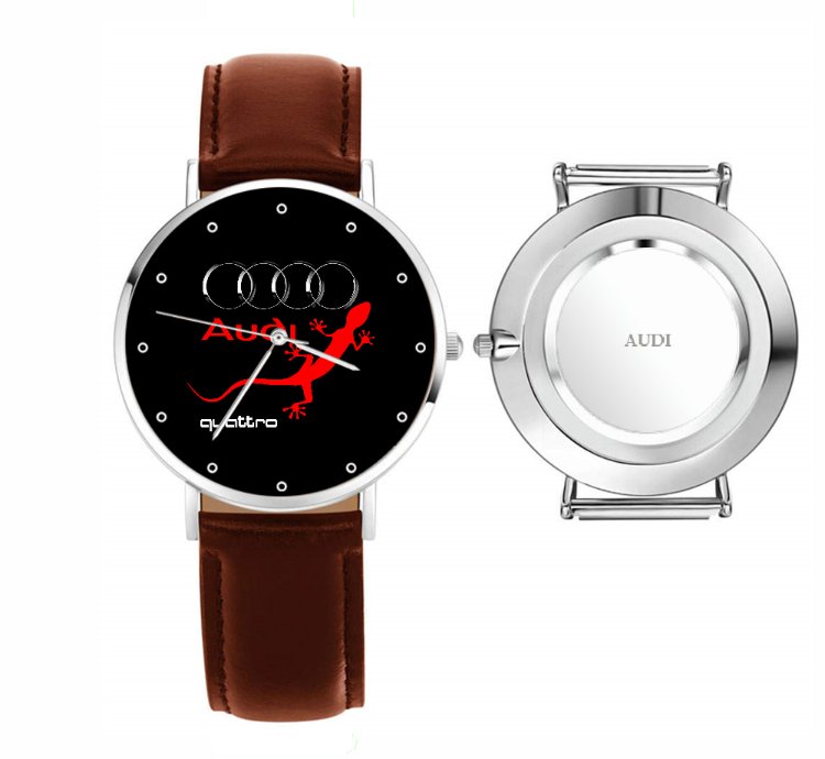 Audi Quattro Logo Sport Watch Leather Band