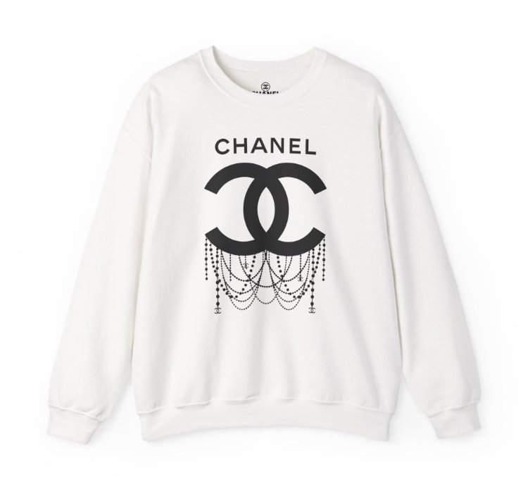 Chanel Logo Necklace White Sweatshirt - Size Usa