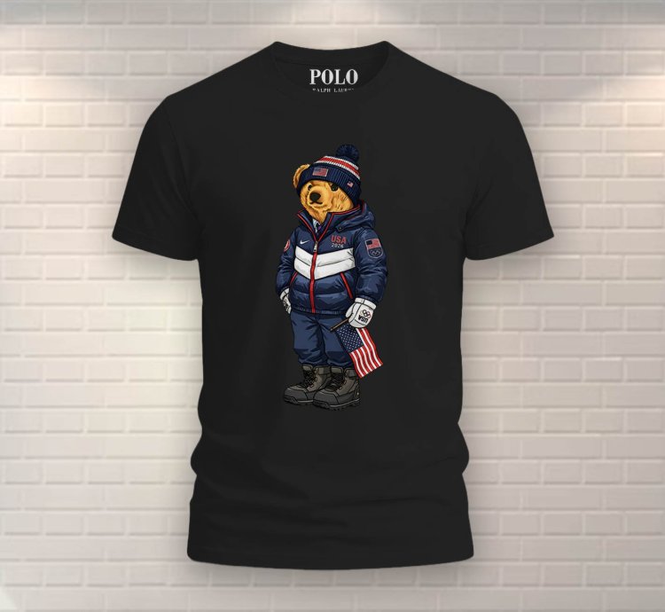 Patriotic American Bear Shirt Black