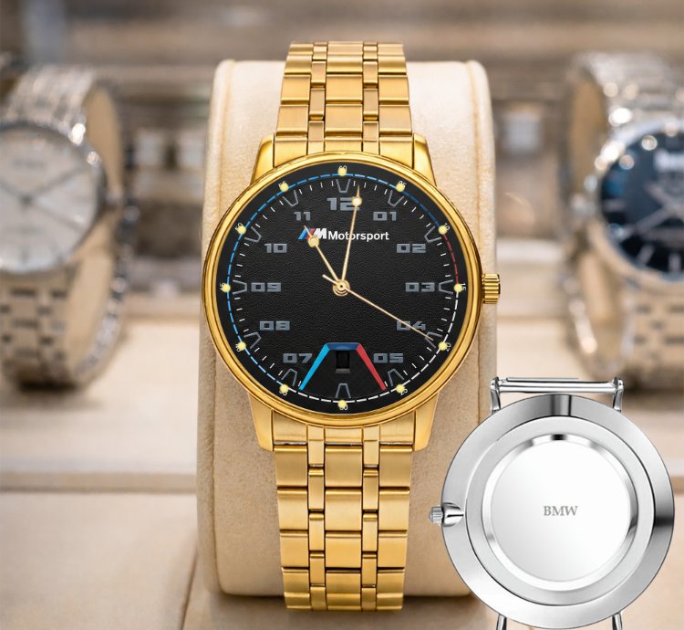 Bmw Logo Custom Analog Watch Stainless Steel Mens Bm1