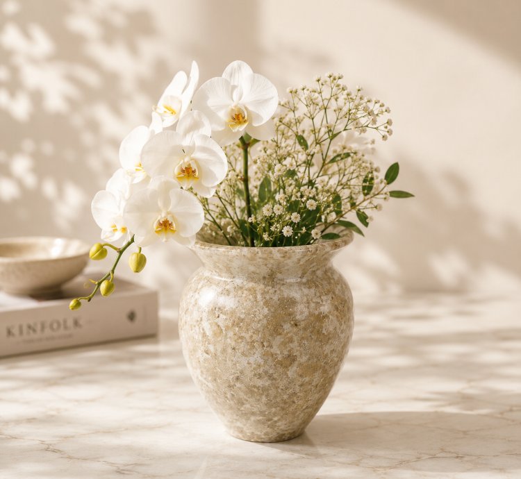 Handmade Natural Marble Vase Small Stone Flower Vase Decorative Marble Pot Bud Vase For Orchid Cactus Succulent Home ...