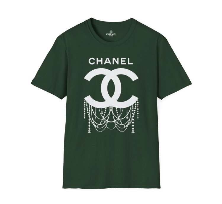 Chanel Logo Necklace Forest Green T-shirt - Size Usa