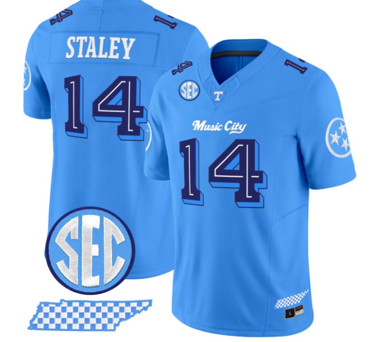 Braylon Staley Jersey 14 Tennessee Vols Music City Edition Stitched Blue