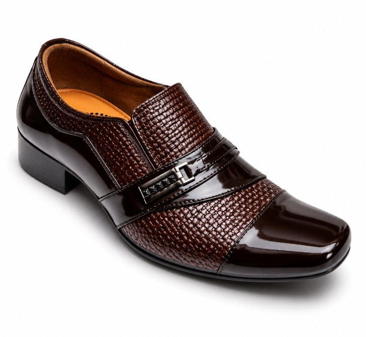 Mens Genuine Cow Leather Dress Shoes In Brown