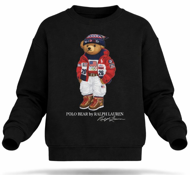 Polo Bear Sweatshirt Pluppy Bear Design Winter Gift Black0