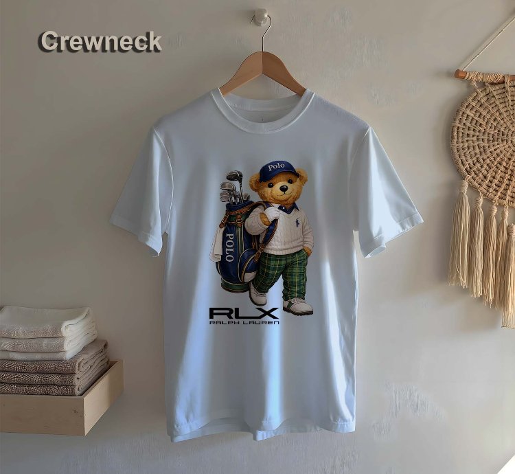 Polo T-shirt Bear Playing Golf Design For Men Us Size