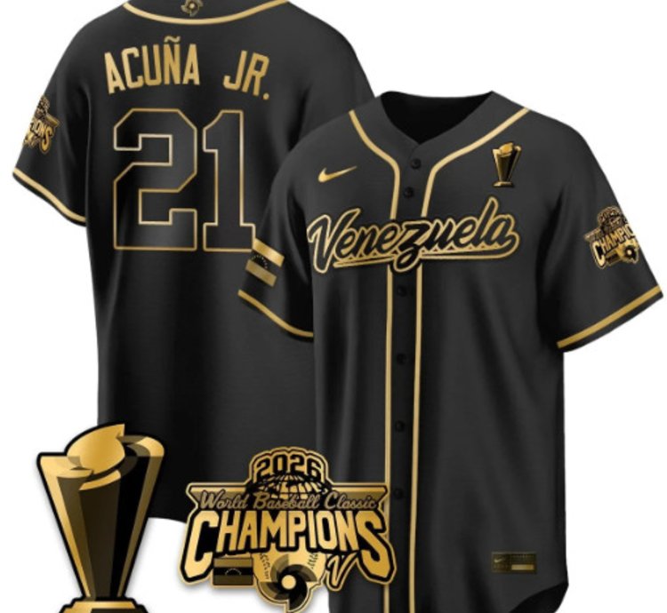 Ronald Acuna Jr 21 Venezuela Baseball Jersey 2026 World Baseball Classic Champions Limited Stitched