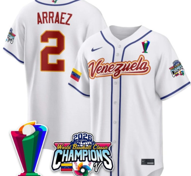 Luis Arraez 2 Venezuela Baseball Jersey 2026 World Baseball Classic Champions Limited Stitched