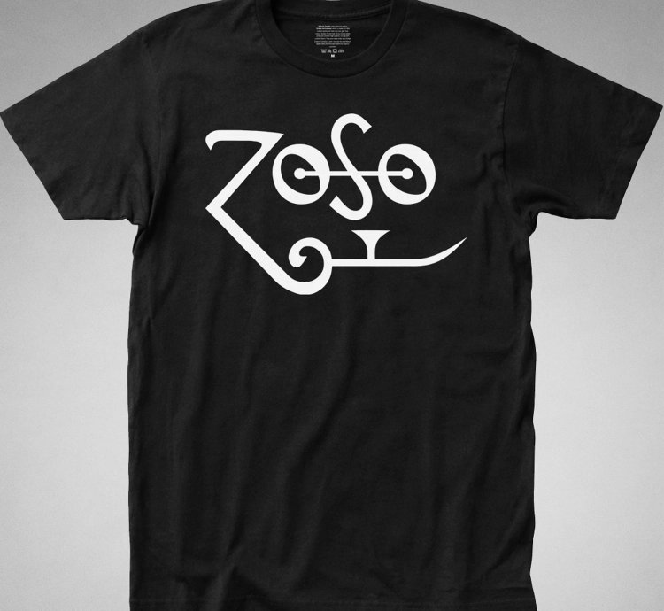 Zoso T-shirt Jimmy Page Plant Zeppelin Robert Classic Rock 70s Vintage Logo Black Tee