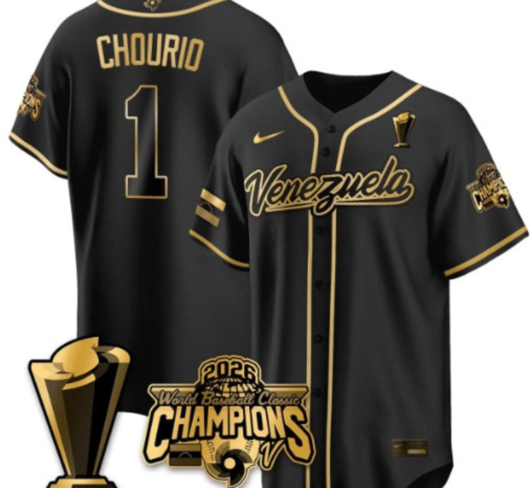 Jackson Chourio 1 Venezuela Baseball Jersey 2026 World Baseball Classic Champions Limited Stitched