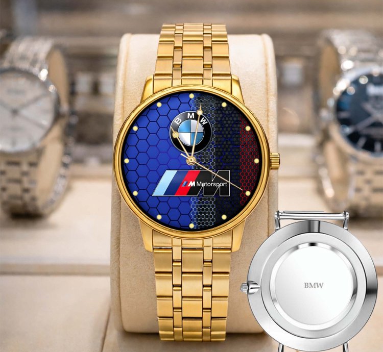 Bmw Logo Custom Analog Watch Stainless Steel Mens Bm1