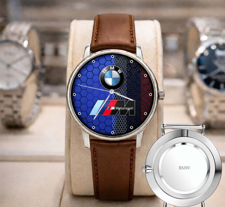 Bmw Logo Custom Analog Watch Stainless Steel Mens Bm1