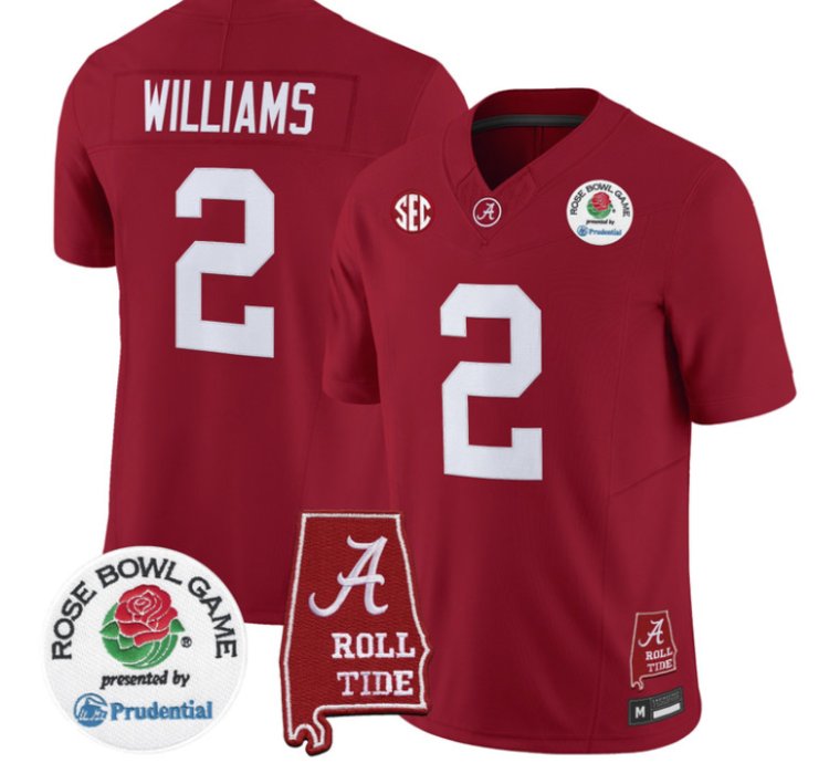 Ryan Williams Jersey 2 Alabama Crimson Tide 2026 Rose Bowl Stitched Crimson