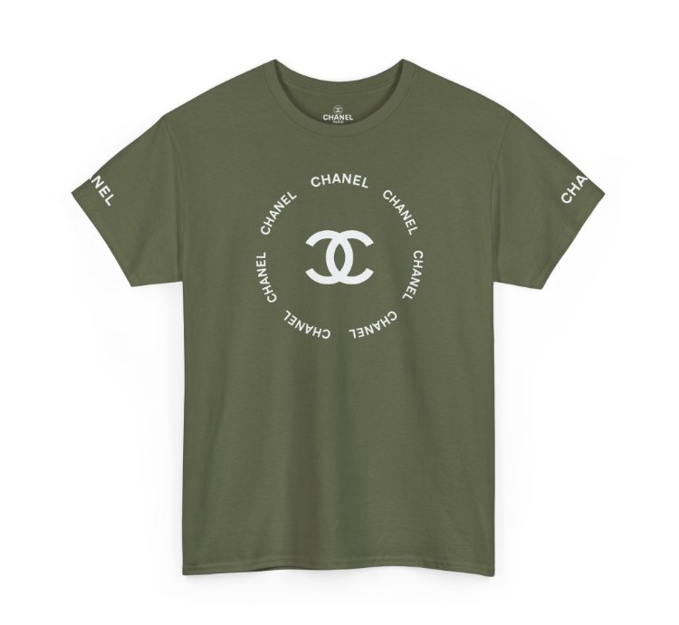 Chanel Logo Circle Military Green T-shirt - Size Usa