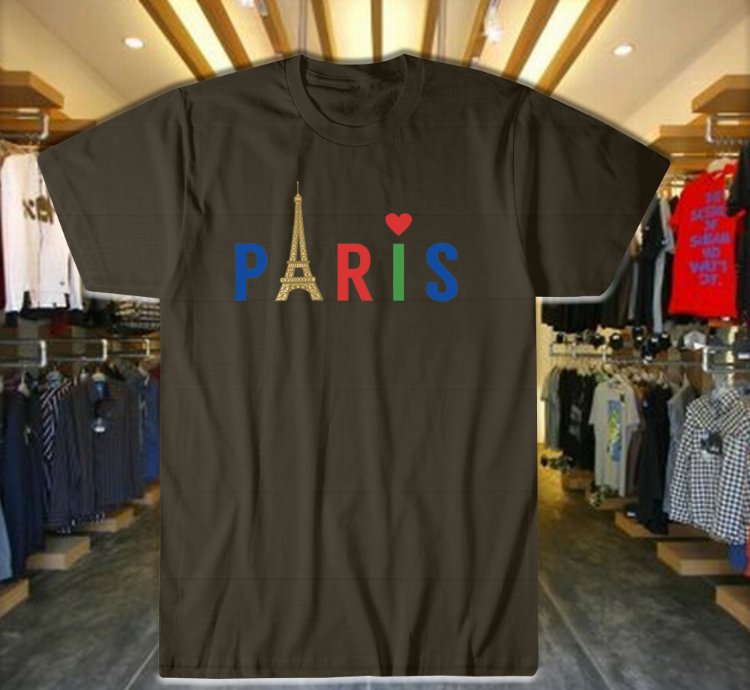 Paris Style Eiffel Tower T-shirt Beautiful Black