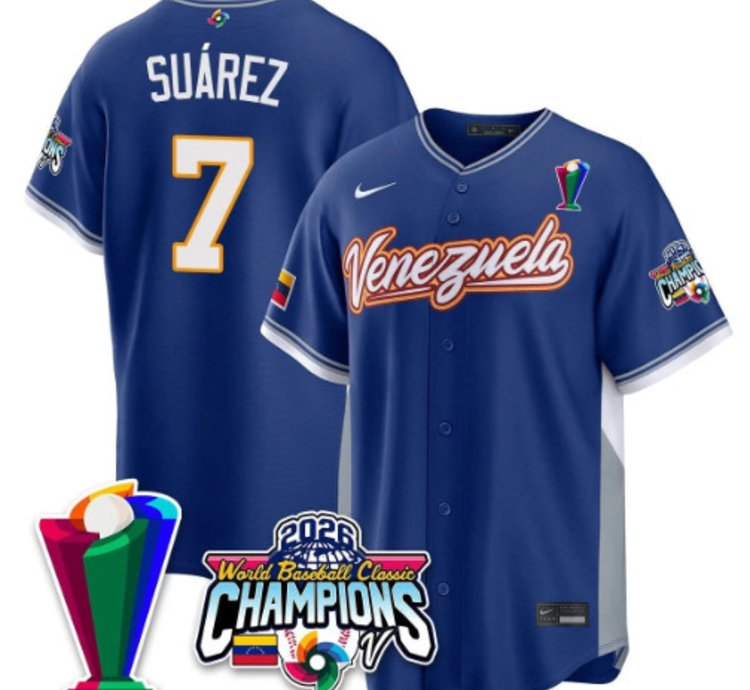 Eugenio Suarez 7 Venezuela Baseball Jersey 2026 World Baseball Classic Champions Limited Stitched