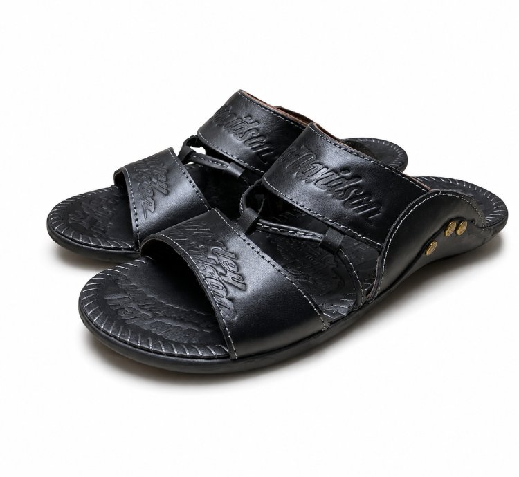 Premium Handmade Genuine Leather Sandals In Black 2