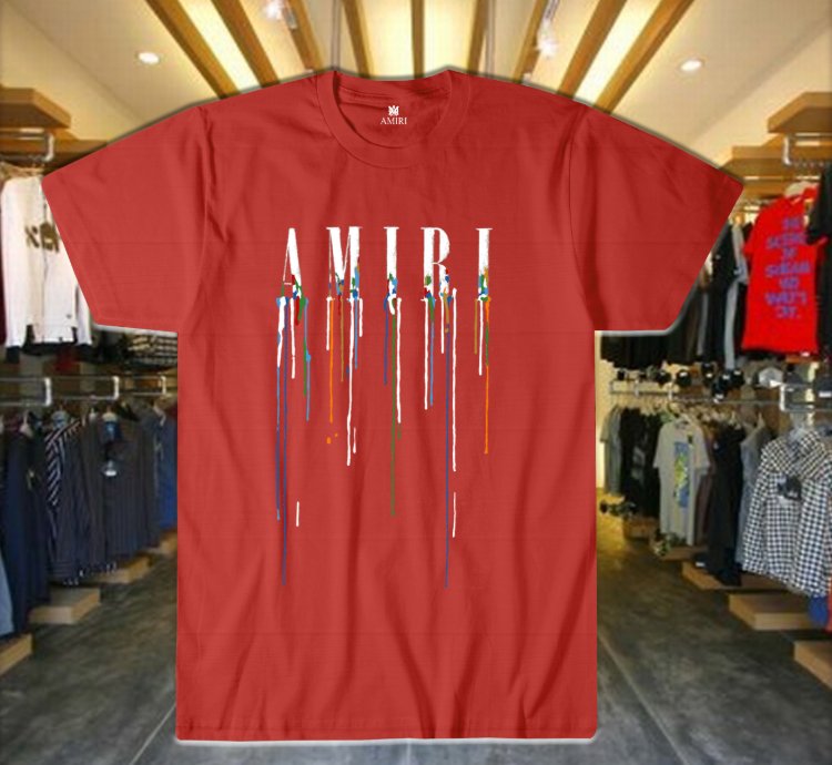 Drip Letter Print Unisex T-shirt Red