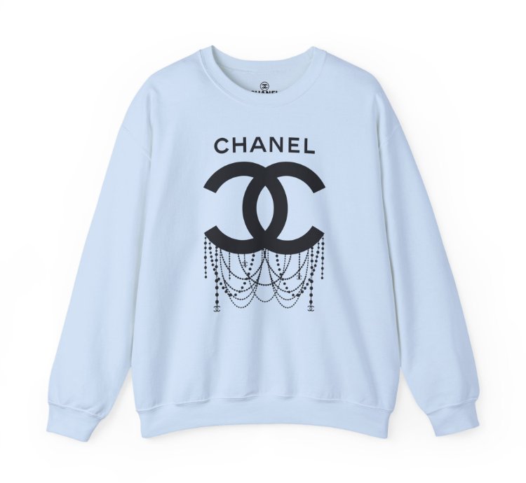 Chanel Logo Necklace Light Blue Sweatshirt - Size Usa