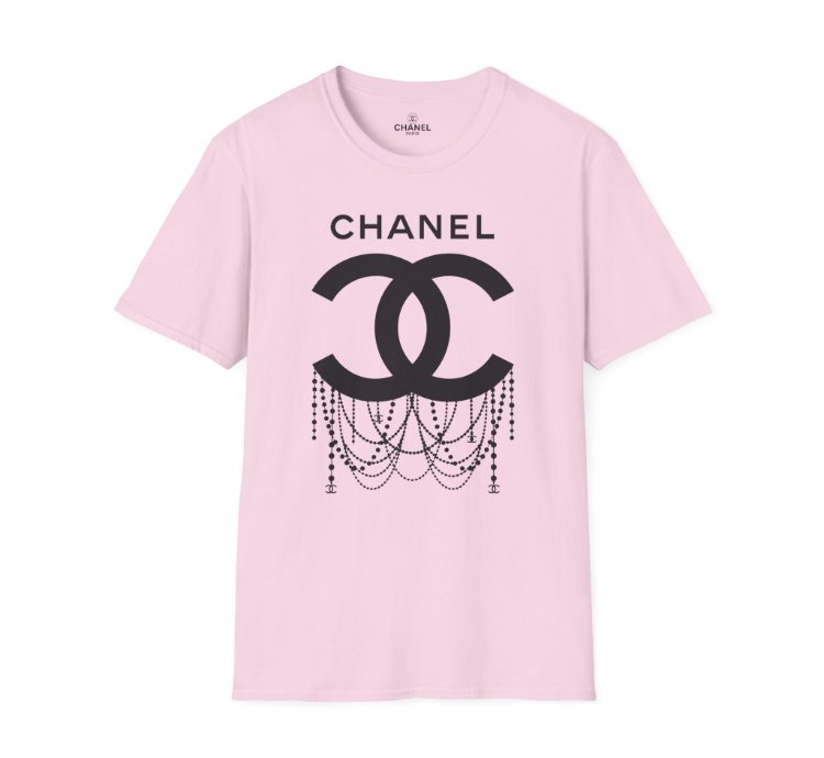 Chanel Logo Necklace Light Pink T-shirt - Size Usa