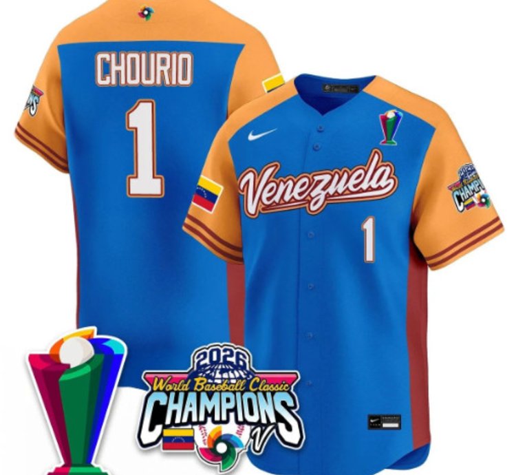 Jackson Chourio 1 Venezuela Baseball Jersey 2026 World Baseball Classic Champions Limited Stitched