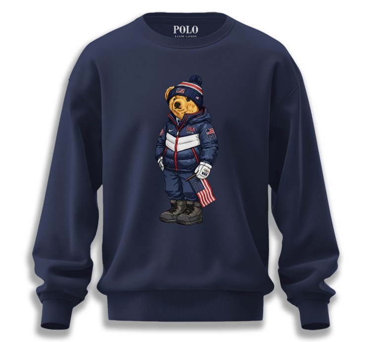 Patriotic American Bear Sweatshirt Navy