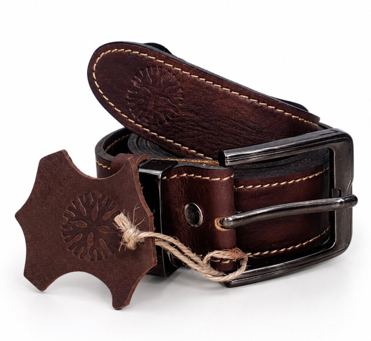 Handmade Genuine Cow Leather Belt Dark Brown