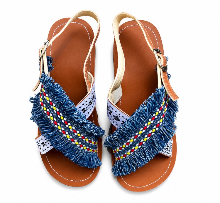 Boho Fringe Sandals Ethnic Woven Slingback Summer Beach Flats