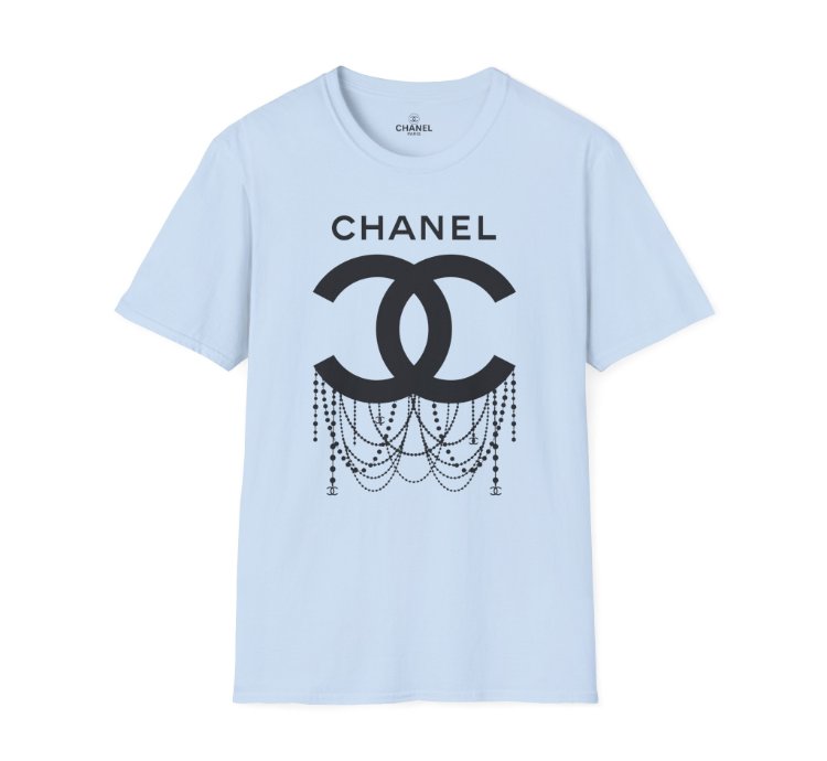Chanel Logo Necklace Light Blue T-shirt - Size Usa