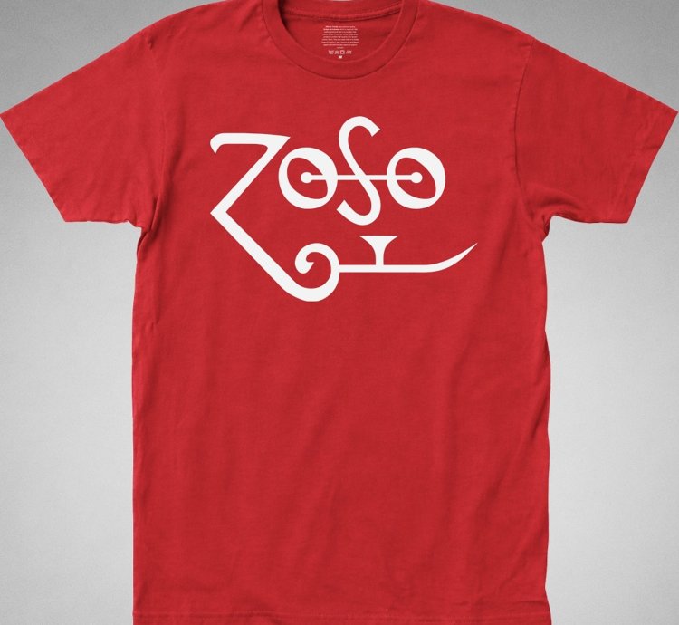 Zoso T-shirt Jimmy Page Plant Zeppelin Robert Classic Rock 70s Vintage Logo Redtee