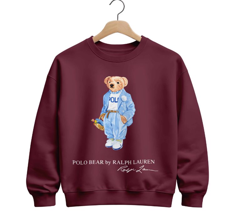 Polo Bear Carolina Blue Sweatshirt - Size Usa