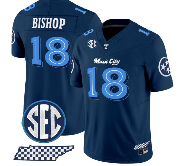 Desean Bishop Jersey 18 Tennessee Vols Music City Edition Stitched Navy